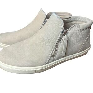 Gianni Bini | Cream Double Zip-Up  Leather Sneakers | Sz 9